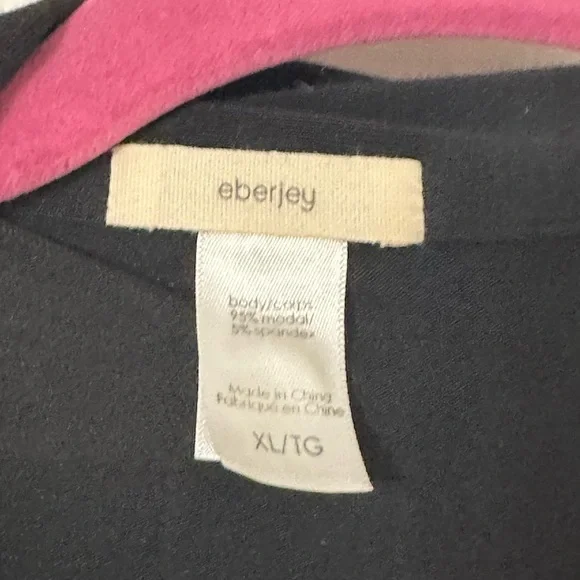 Eberjey Gisele TENCEL Modal Short PJ Top XL GUC button up black pajama top soft - Picture 3 of 6